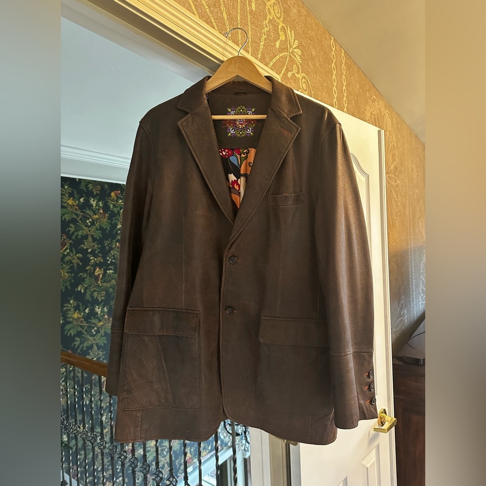 Men’s Leather Blazer by Robert Graham Size 44/54